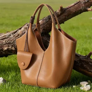 Customize Logo Womens Large Tote Bags Vintage Leather Shoulder Bag Shoulder Purse for Women Brown Crossbody Bag