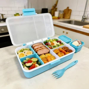 Customized BPA Free Plastic Lid Heated Lunch Box For Kids Portable Eco Friendly Stackable