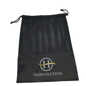 Customized Eco Friendly Recyclable Summer Fashion Washable Portable Mini Black Polyester Nylon Mesh Drawstring Pouch Multi Use