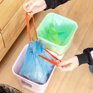 Customized Factory Direct Price White Black Disposable HDPE / LDPE Bin Liner Drawstring Garbage Trash Bag With Rope