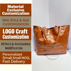 Customized Genuine Leather Women’s Tote Bag Retro Designer Shoulder Bag Large Capacity Simple Underarm Bag