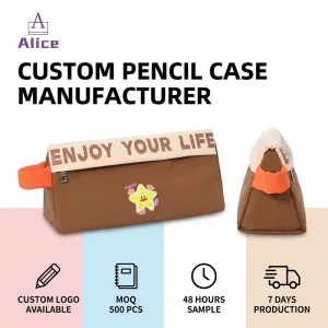 Customized High end Pencil Box with Letter Pattern Design Stationery Bag for Primary and Secondary School Students