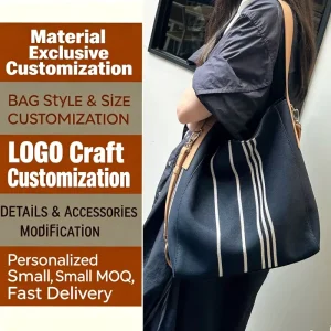 Customized High-quality Canvas Women’s Bag Fashionable Large Capacity Shoulder Bag New Simple Retro Crossbody Bag