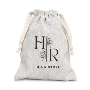 Customized Large Muslin Cotton Clothes Packing Bag Logo Printed Organic Cotton Dust Cover Drawstring Bag For Gift Shoe Handbag