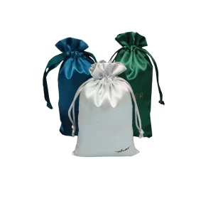 Customized Logo Luxury Silk Satin Drawstring Bag Dust Pouch Custom Color RoHS REACH Certified for Small Jewelry Gift