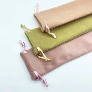 Customized Long Velvet Pouch Drawstring Velvet Pen Bag Pencil Packaging Bags Velvet Makeup Brush Bag