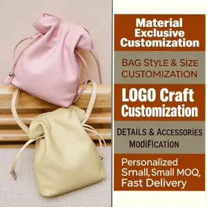 Customized New Design Drawstring Lucky Bag High-quality Genuine Leather Women’s Shoulder Bag OEM Mini Crossbody Bag