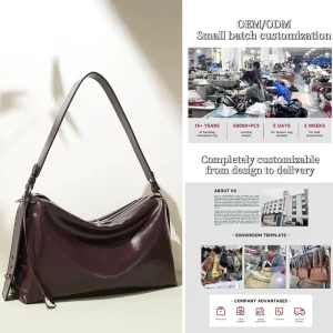 Customized New Genuine Leather Women’s Bag Retro Design Shoulder Bag Simple High-end Underarm Bag Support OEM/ODM