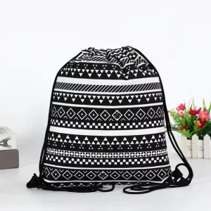 Customized Promotion 8oz 10oz 12oz Black Cotton Canvas Drawstring Backpack Bag As Gift