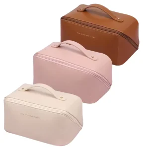 Customized Pu Leather Toiletry Bag Female Large capacity Portable Makeup Organizer Cosmetic Bag