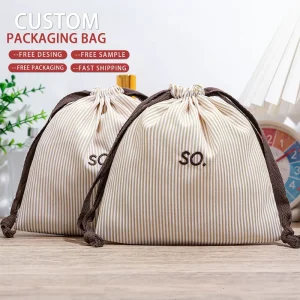 Customized Recyclable Poly Cotton Drawstring Gift Shopping Bag Custom Logo Printing Large Cotton Muslin For Clothes Shoe Dust