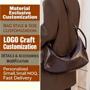 Customized Top Layer Oil Wax Cowhide Shoulder Bag Women’s Crossbody Retro Underarm Bag