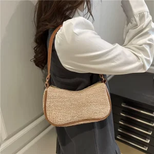 Customized Women’s Summer Beach Crossbody Shoulder Bag Fashionable Straw with Zipper & Hasp Single Handle