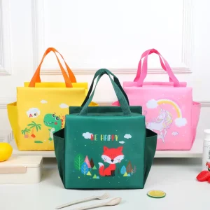 Cute Cartoon Eco friendly Durable Portable Lunch Bags Zipper Closure Thickened Insulated Aluminum Foil Lunch Boxes