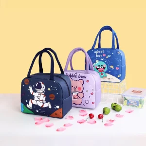 Cute Cartoon Printed Insulated Lunch Bags for Children Kids Portable Tote Picnic Aluminum Foil Cooler Bags