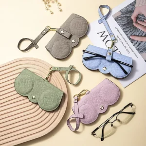 Cute Cloud Shaped Genuine Leather Sunglasses Case Portable Protective Eyeglasses Storage Bag