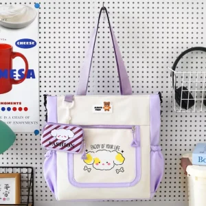 Cute Contrast Color Nylon Children’s Handbags Stylish Waterproof Student Shoulder Bag Durable Large Quality Daily Crossbody Bags