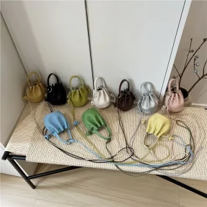 Cute Mini Drawstring Bag Women Small Bucket Crossbody Bag Fashion Shoulder Coin Purse with Long Strap