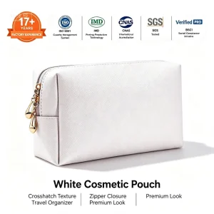 Cute Pouch Cosmetics Makeup White PU Travel Toiletry Leather Cosmetic Bag