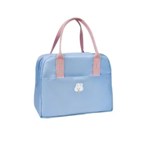Cute Solid Color Lunch Bag for Kid Waterproof Zipper Fresh Cooler Bags Thermal Oxford Lunch Box Tote Food Bag Lunch Cooler Bag