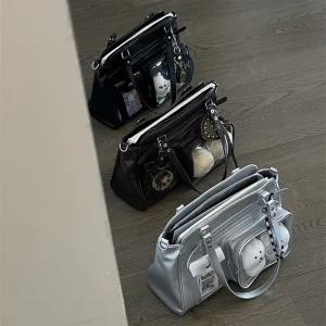 Cute Transparent Window Front Pocket School Pin Display Bag Kawaii Backpack Ita Shoulder Bag