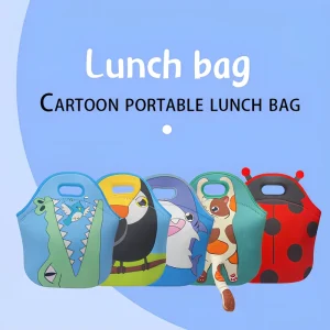 Cute Tropical Bird Print Neoprene Lunch Bag Large Insulated Thermal Tote Waterproof Washable Cooler Bag for Office Work School