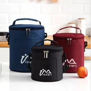 Cylindrical Large Capacity Thermal Insulation Polyester Lunch Box Bag Oblique Straddle Portable Waterproof Eco friendly Durable