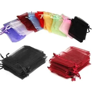 DEQI Multiple Color Transparent Custom Logo Jewelry Pouch Organza Drawstring Pearl Jewellery Bags