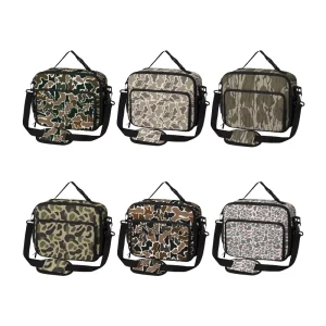 DG2 SS00036 No Moq Customization Pattern Camouflage Large Capacity Insulated PEVA Polyester Zipper Closure Portable Lunch Bag