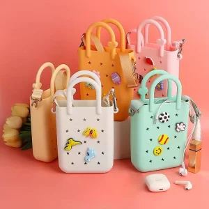 DIY Travel Summer Silicone Beach Bag Eco-Friendly Reusable Mobile Phone Bag Silicone Small Bag for Kids