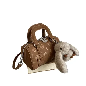 DUSHEN Women’s Lady Fashion Vintage Luxury Boston Tote Crossbody Handbag Waterproof Zip Closure Shoulder Pillow Polyester Lining