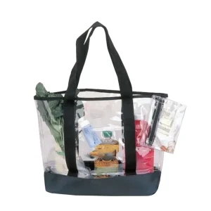Daily Shopping Travel Party Clear PVC Transparent Tote Bag Durable Waterproof Casual Shoulder Handbag with Small Zippered Pouch