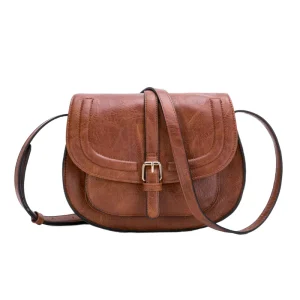 Designer Famous Brands Women’s Saddle Bag Crossbody PU Handbag Magnetic Closure Laser Printed Fashion