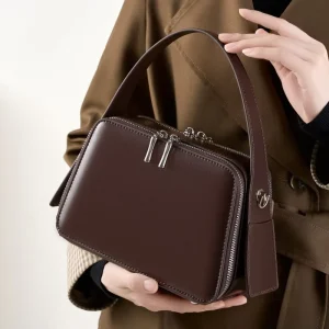 Designer Luxury Genuine Cowhide Waxed Leather Handbag Exquisite Women’s Adjustable Shoulder Crossbody Bags