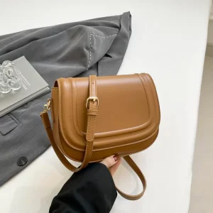 Designer Minimalist Bags for Women PU Leather Crossbody Bags Trendy Saddle Shape Shoulder Bags