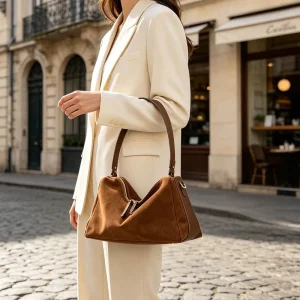 Designer Women’s Purses Real Cowhide Genuine Leather Handbags Shoulder Suede Touch Tote Bags Luxury Ladies Shoulder Shopping Bag