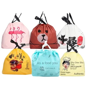 Disposable EVA Plastic Takeaway Custom-made Thickened Drawstring Bag Spot Light Food Snacks Catering Sichuan Origin