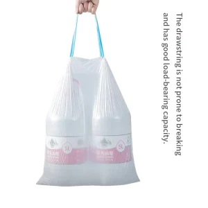 Disposable Gravure Printed Drawstring Packaging Bags PE Material Heat Seal Prevent Spills 20-33 Gallons Household Use