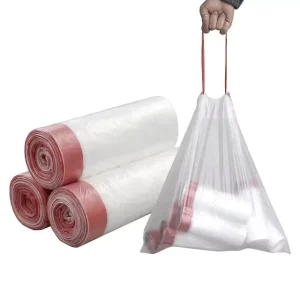 Disposable Thickened PE Plastic Drawstring Trash Bag Kitchen Cleaning Bottom Gusset Garbage Bag