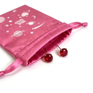 Double Drawstring Rose Red Purple Satin Bag for Jewelry Custom Logo Printed Dust Bag