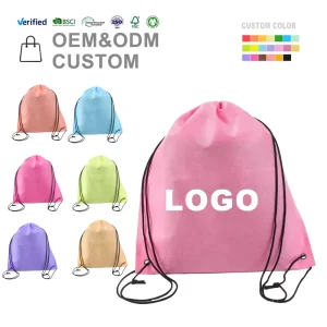 Drawstring Backpack for Packaging Polyester Waterproof Custom Strap Unisex
