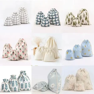 Drawstring Cotton Packing Bags for Underwear Candy Coffee Food Shoes Jewelry Dust Custom Cotton Bags for Packaging Promotion