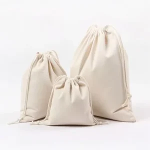 Drawstring Dust Bag Eco Friendly Organic Cotton Drawstring Packing Calico Canvas Drawstring Bag