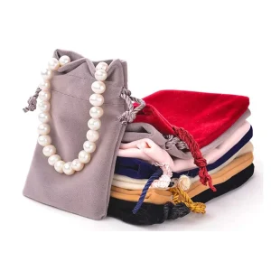 Drawstring Jewelry Velvet Pouch with logo