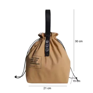 Drawstring Sustainable Lunch Bag Insulated Meal Prep Bag Bento Box Lunch Portable Thermal Grocery Bag