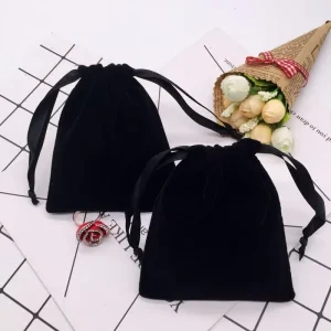 Drawstring Velvet Portable Washable Jewelry Pouch Logo Recyclable Custom Size Packing Bag for Earrings Jewelry