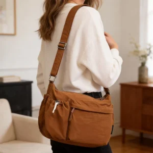 Dual Pocket Shoulder Crescent Messenger Bag Nylon Shoulder Bags for Men Women Crossbody Tote Bags