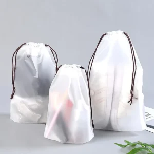Durable Custom Large Drawstring Bag Frosted PE Plastic Packaging for Clothes Shoes Socks Waterproof Poly Bag