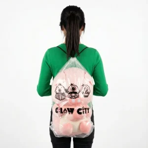 Durable Custom Logo Design Stylish Waterproof Drawstring Clear Transparent Plastic Bags for Doll Shoes Draw String Backpack Bag