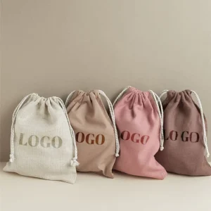 Durable Custom Logo Printed Organic Cotton Drawstring Packaging Bag Jewelry Canvas Drawstring Bag Cotton Dust Bag